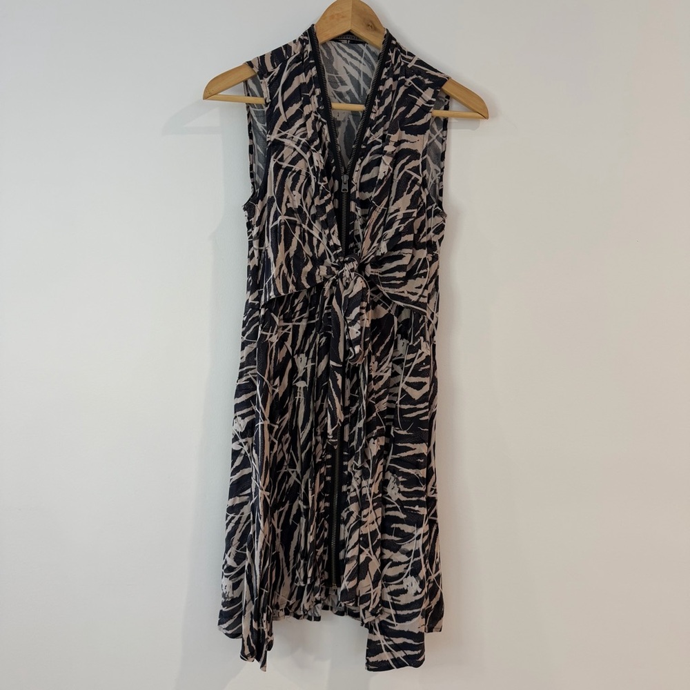 AllSaints Black & Taupe Abstract Knot-Front Dress – Size XS – Asymmetrical Luxe - Picture 4 of 15